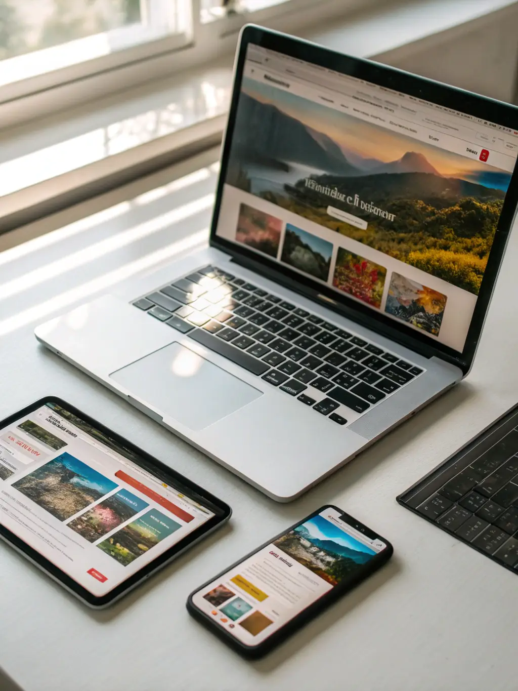 An image showcasing various device screens (desktop, tablet, phone) displaying the Nadakki AI Suite interface, highlighting multiple compatibilities.
